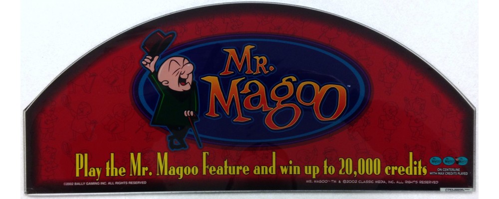 Mr. Magoo Slot Glass  - Slot Machine Accessories - Display Glass - Bally Gaming